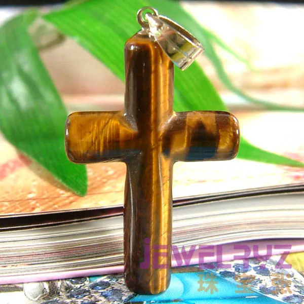 Новая # красивая модная Подвеска Крест из натурального тигрового глаза каменная