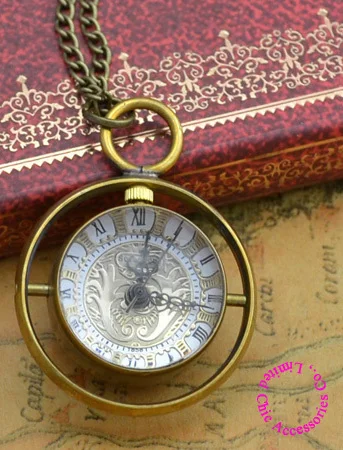 

wholesale buyer price good quality new bronze brass material spinning glass crystal ball quartz pocket watch necklace