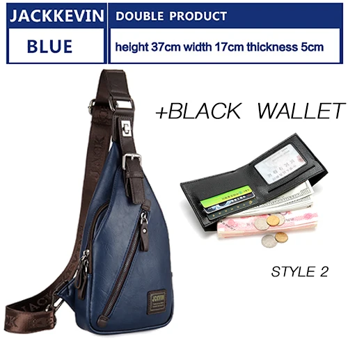 BLUE 2 JackKevin, мужские нагрудные сумки, модная мужская сумка-мессенджер, устойчивая вращающаяся кнопка, открытая дорожная сумка через плечо, Мужская поясная сумка - Цвет: BLUE 2