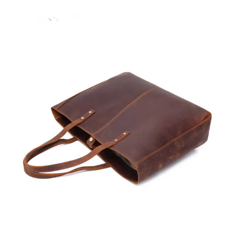 Ручная сумка в ретро стиле вместительная горизонтальная кожаная сумка|Сумки с