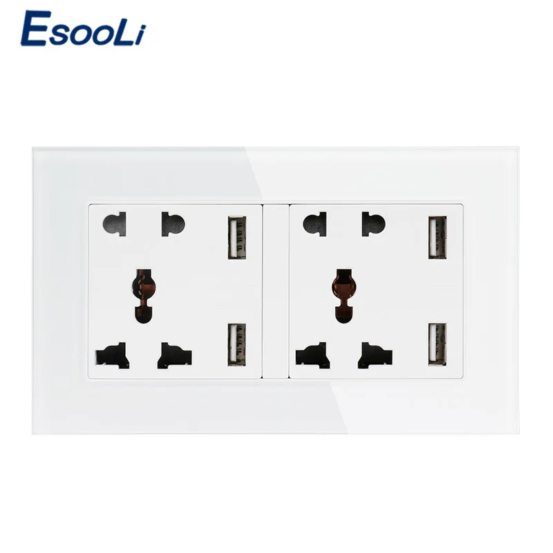 Розетка стеновая Esooli универсальная с 5 отверстиями и 4 USB портами|Электрические