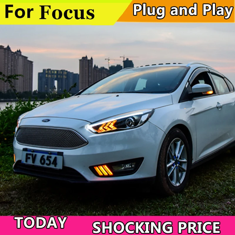 Автомобильный стильный головной светильник s для Ford Focus 2015 2018 светодиодный