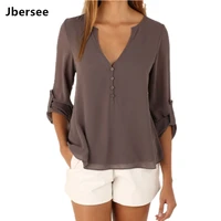 jbersee 2020 summer women casual slim sexy long sleeve chiffon blouse women clothes lady shirts tops blusas plus size s 5xl