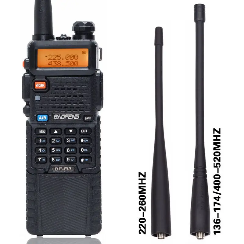BaoFeng BF-R3 трехдиапазонный 136-174/220-260/400-520 МГц с 2 антеннами 3800 мАч батарея Amatuer портативный UV-5R рация