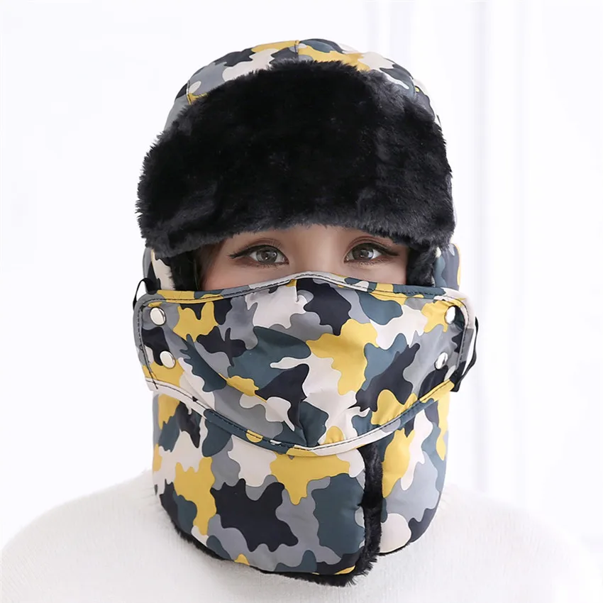 Зимняя сохраняющая тепло шапка для взрослых бионическая теплая камуфляжная