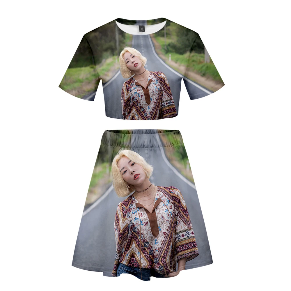 Женский комплект из 2 предметов MAMAMOO летний укороченный топ с коротким рукавом +