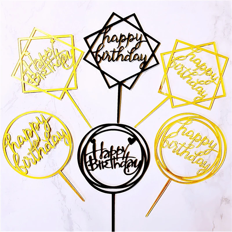 Акриловые украшения для дома с надписью «Love Cupcake» и «Happy Birthday», золотые и Серебристые украшения для выпечки, украшения для свадебного торта, 1 шт., новые модные вечерние принадлежности