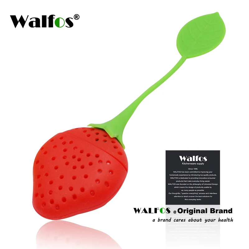 WALFOS Red Walfos силикагель клубника Чай сетчатый мешок мяч Щупы для мангала свободные Травяные специи силиконовые Чай для заварки фильтра Инструменты - Цвет: WALFOS Red