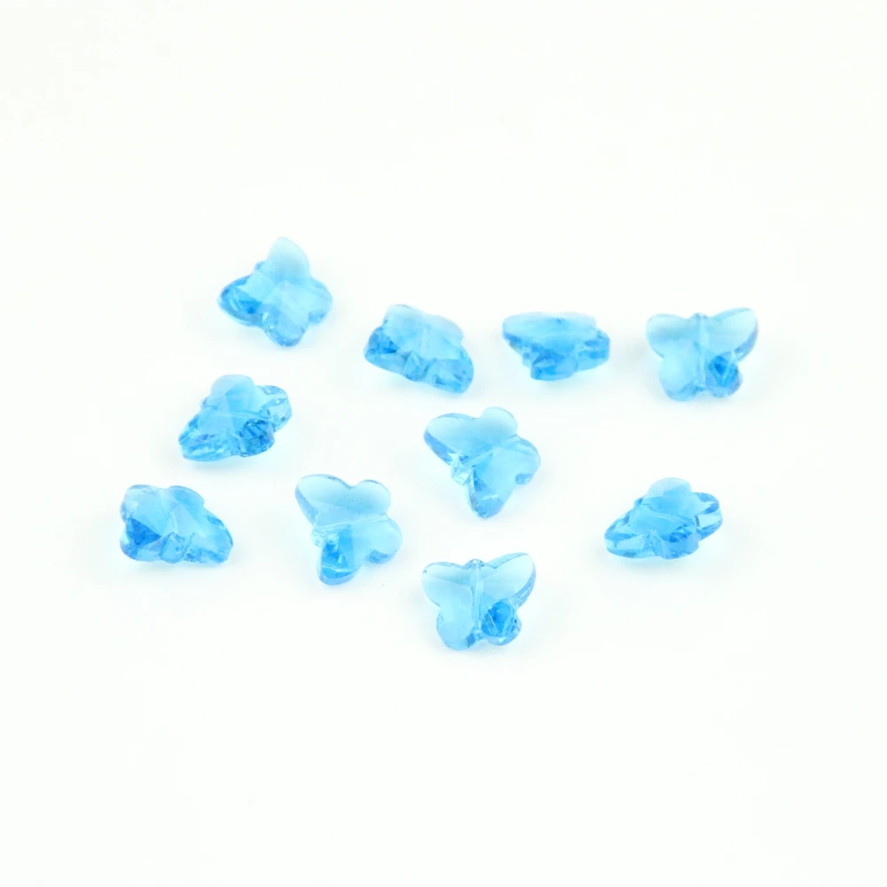 100 шт. 14 мм Аквамарин K9 стеклянные бусины бабочки в одном отверстии хрустальные