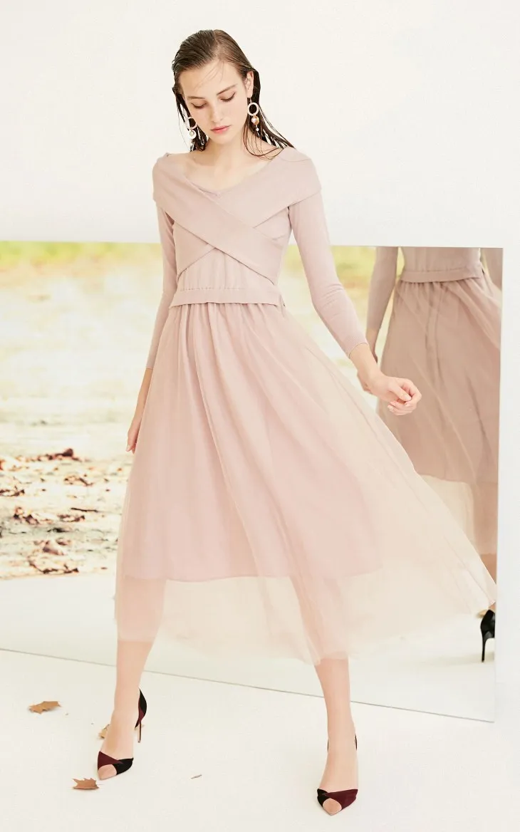 Vero Moda трикотажные Gauzy Splice 3/4 рукава Макси/длинное платье Вечерние платья | 31837C530