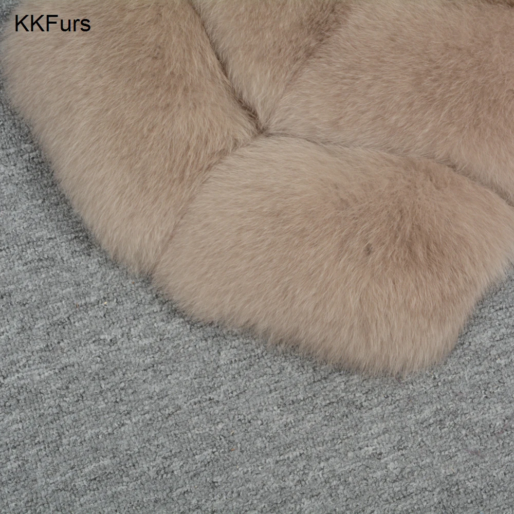 JKKFURS Новое поступление женские жилеты из натурального Лисьего меха высокого качества женские модные стильные жилеты из натурального меха 3 ряда куртки S7162