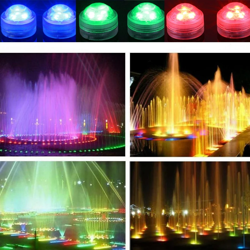 Водонепроницаемый на батарейках RGB погружной светодиодный светильник подводный