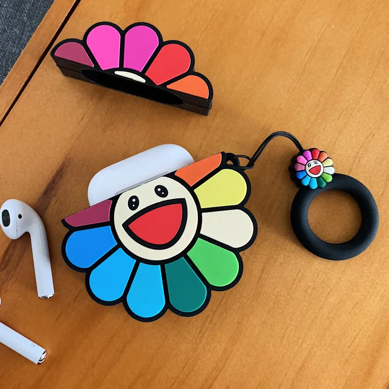 Прекрасный 3D Подсолнух для airpods 1 2 защитный чехол Apple беспроводная Bluetooth гарнитура Мягкий Силиконовый Чехол ударопрочный