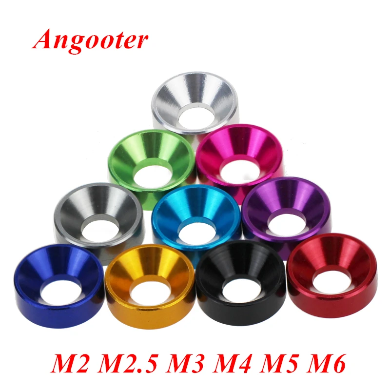 10pcs aluminum flat washer M2 M2.5 M3 M4 M5 M6 colourful anodized Aluminum countersunk head washer Gasket for Screws Bolts