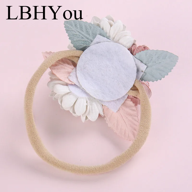 

1pcs Vintage Flowers Nylon Headbands With Pearl,Spring Summer Bohemia Girls Floral Hair Bows Elastic Hairband for Kids Headwear
