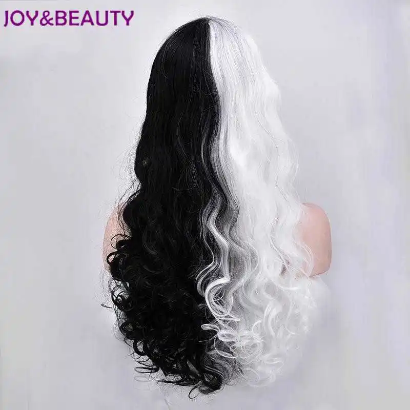 JOY & BEAUTY 70 см половина белого и черного цвета на плоской подошве удары термостойкость длинные волнистые
