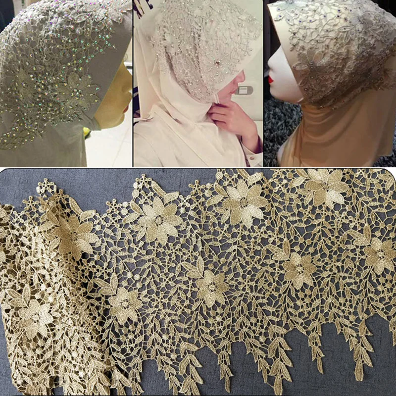 29 см wide-2Yards/лот Викторианский античный золотой цвет вышивка кружевной отделкой широкий кружевной ткани DIY