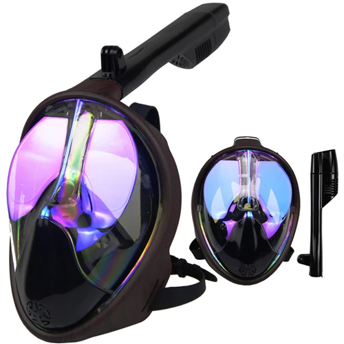 Blue lens-Wood Крутая маска для дайвинга, мужская маска для дайвинга, маска для подводного плавания, анти-туман, маска для подводного плавания для мужчин, женщин и детей - Цвет: Blue lens-Wood