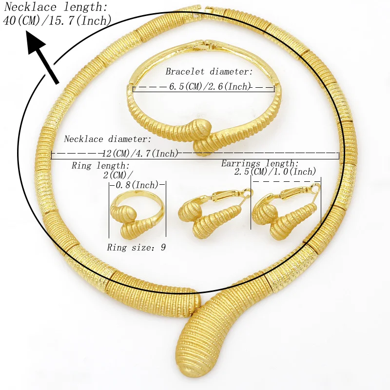 Модные женские 24 Золотые Ювелирные наборы свадебное ожерелье кольца серьги