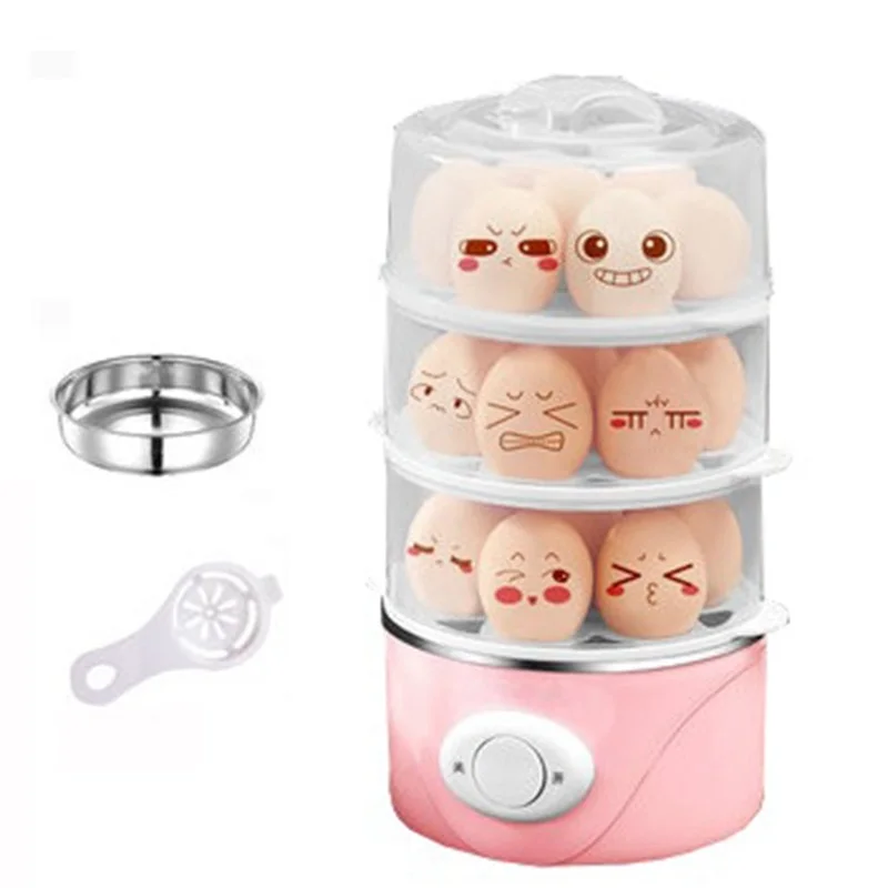 Pink 220V DMWD, 3 слоя, 220 В, многофункциональный бытовой яичный котел, машина для завтрака, подогреватель пищи, яичный заварной крем, пароварка, анти-сухое сжигание - Цвет: Pink 220V