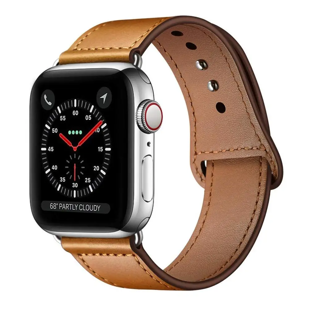 Light Brown Кожаный ремешок для наручных часов Apple Watch 38 мм 40 мм 42-44 мм, Apple Watch сменный Ремешок Браслет для наручных часов iWatch, браслет Series 5/4/3/2/1 - Цвет ремешка: Light Brown