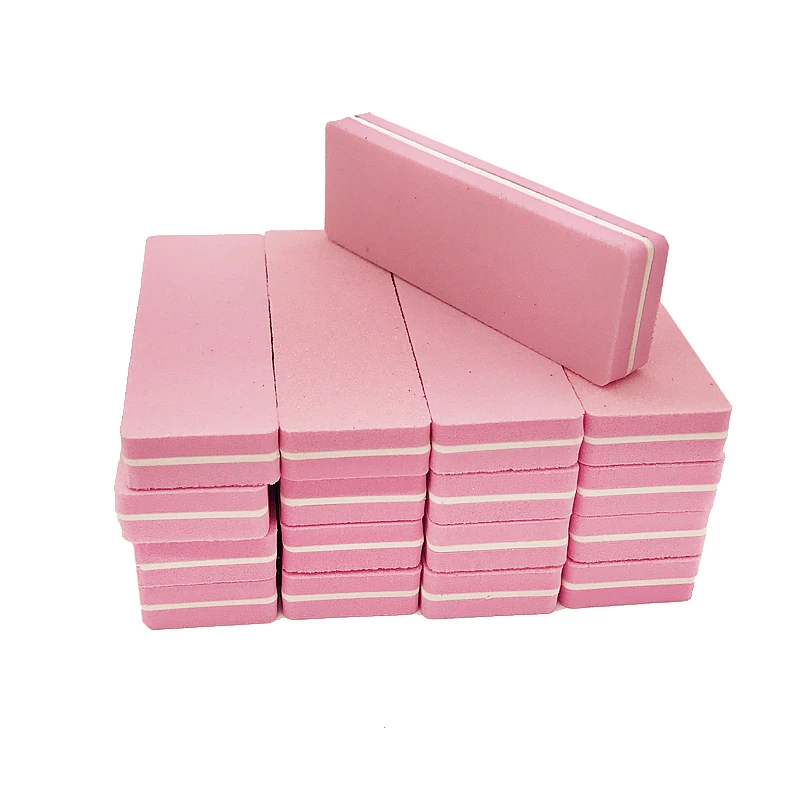 Розовая мощная толстая губка для ногтей пилка 5 шт./лот Гель лак 100/180 шлифовальный