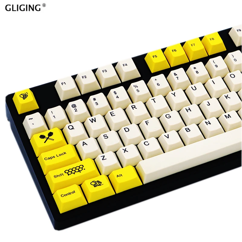 108K Bee Theme PBT сублимационная Кепка с английской японской и корейской подсветкой