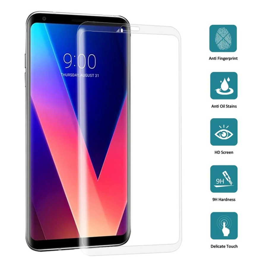 Защитное стекло закаленное 3d-стекло с закругленными краями для LG G7 + V40 Plus ThinQ V35 V30S