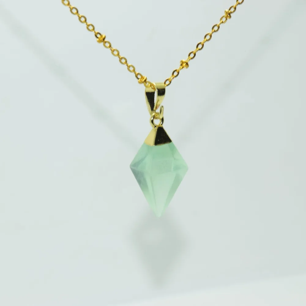 5 шт. граненые натуральные ювелирные изделия камень Зеленый Кристалл кварц кулон