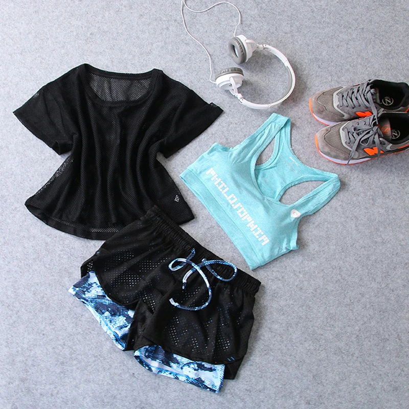 Спортивная одежда комплект из трех предметов для йоги рубашка женщин спортивный