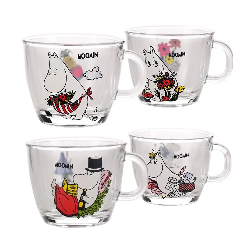Moomin Новая мода мультфильм посуда для напитков младенцев стеклянный водный напиток Стакан Кружка прозрачная стеклянная ручка 210 мл стеклянная чашка безопасная Милая кружка