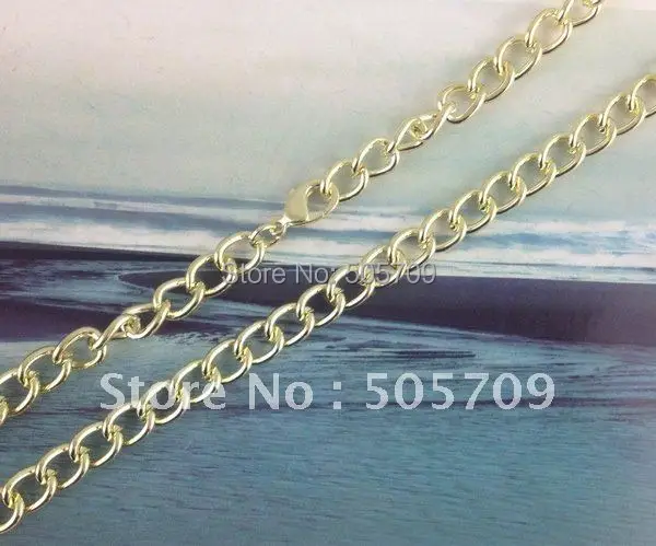 

6PCS Gold Color plate Curb link chain necklaces 24" #20796