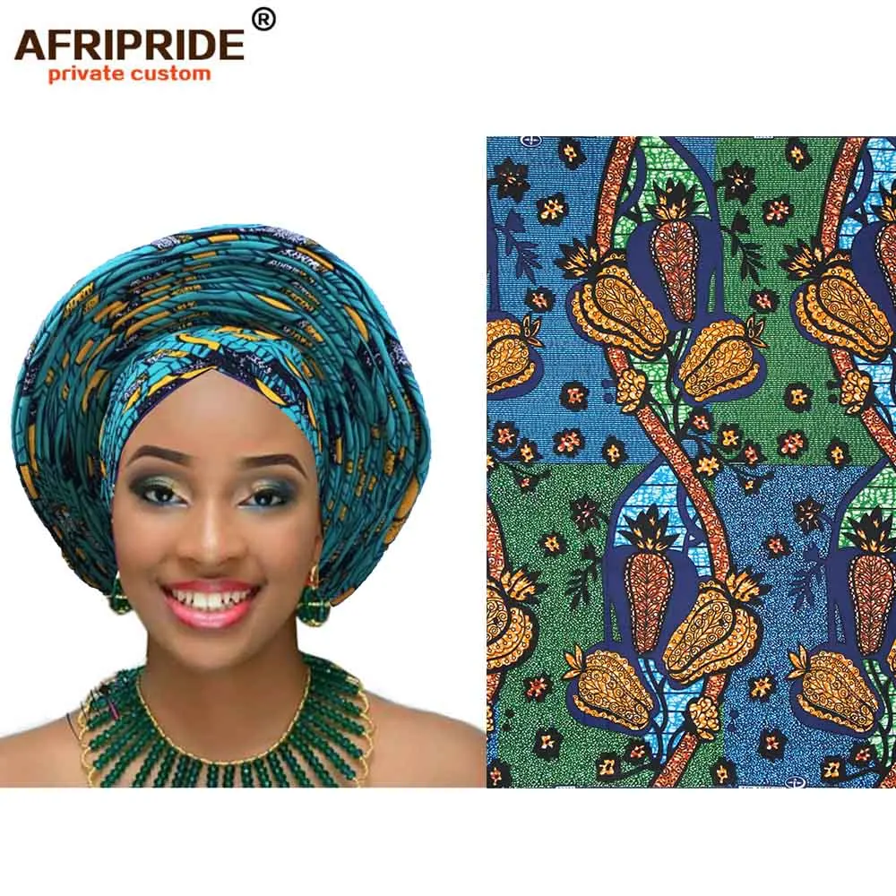 Африканский модный головной убор для женщин AFRIPRIDE bazin richi, ручная работа, хлопок, воск, принт, женский головной убор A19H001 - Цвет: 450J