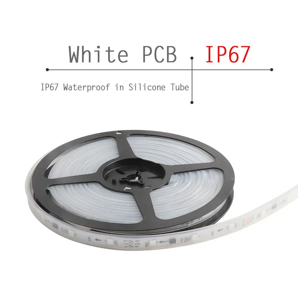 White PCB (IP67) WS2811 5050 SMD СВЕТОДИОДНЫЙ прибор приемно-RGB полосы светильник 30/48/60 светодиодный s/m DC12V 5 м/лот умная ИС(интеграционная схема полный Цвет для студий фон для фотосъемки Декор JQ - Испускаемый цвет: White PCB (IP67)
