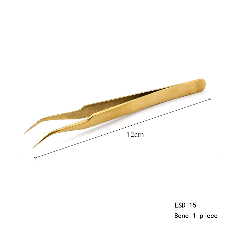 gold bend 1 Qiao отличное качество пинцет изгиб+ прямой из нержавеющей стали промышленный Антистатический пинцет с перекрещенным захватом вспомогательные инструменты для шитья - Цвет: gold bend 1