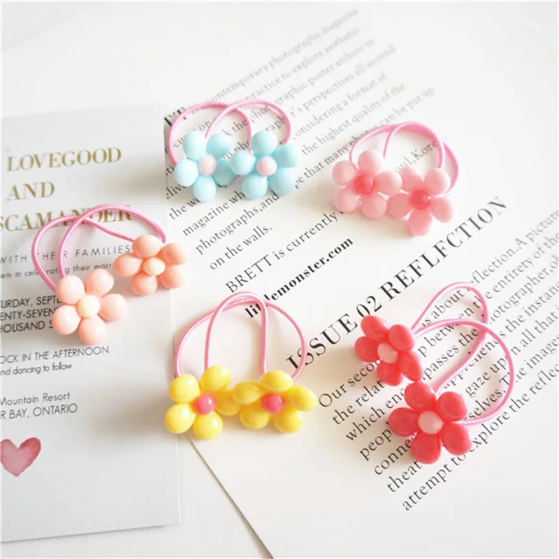 Детские резинки для волос девочек 2 цветка эластичные принцессы аксессуары |