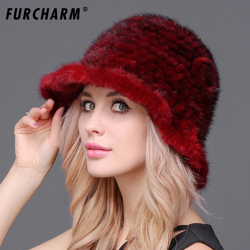 100% из натурального меха норки Для женщин фетровая шляпка шерстяная шляпа для