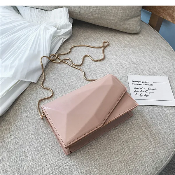 Chain Shoulder Bag Small Flap Bag Crossbody Messenger Bags For Women Luxury Leather Handbag Schoudertas Danes - Цвет: Розовый