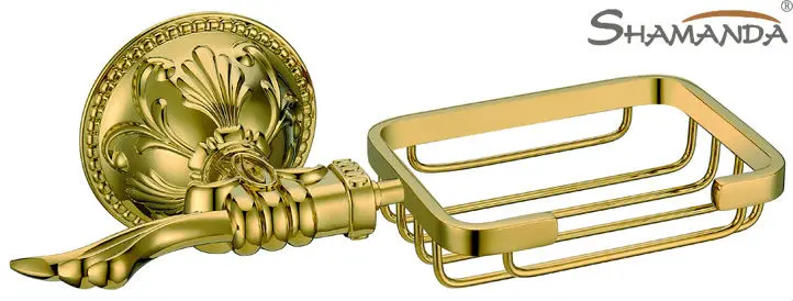 Бесплатная доставка латунь золотистая отделка ванной комнаты мыло Корзина Titanium