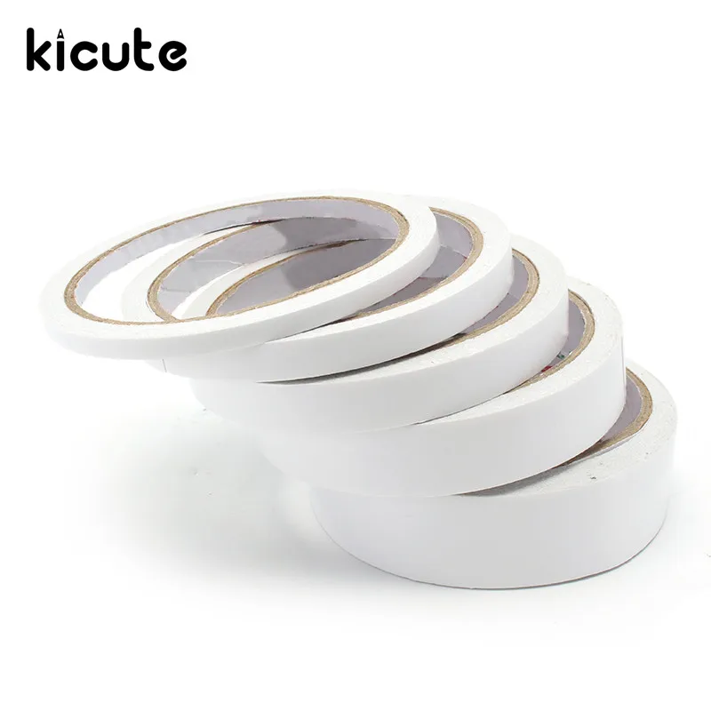 Kicute 5 мм 9 мм 12 мм 18 мм 24 мм 12 м белая двусторонняя клейкая лента клейкая 1 рулон Двухсторонняя клейкая Двусторонняя лента