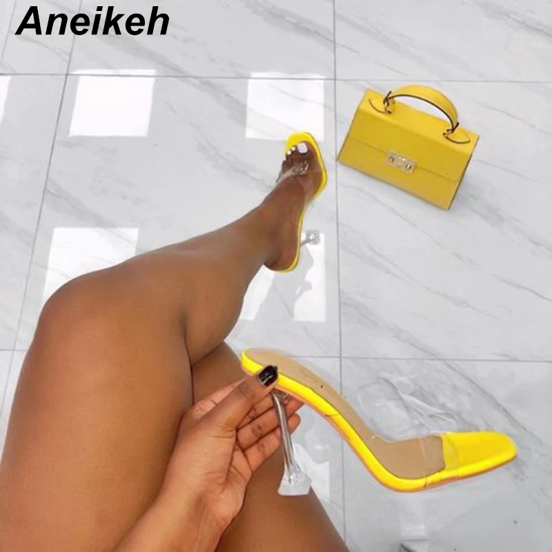 Туфли Aneikeh без шнуровки на тонком каблуке шлепанцы с открытым носком высокие