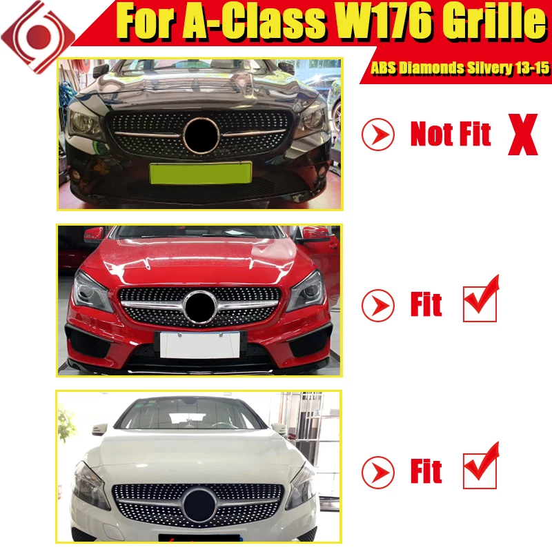 W176 Алмазная решетка гриль спортивный A45amg внешний вид ABS Серебряный A класс A180 A200