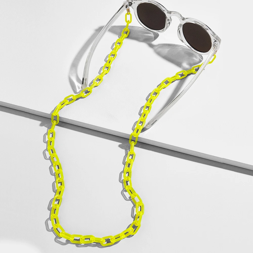 yellow Акриловые очки с цепочкой Противоскользящий регулируемый шнур для очков держатель шейный ремешок очки для чтения веревка Женская цепочка для солнцезащитных очков - Цвет: yellow