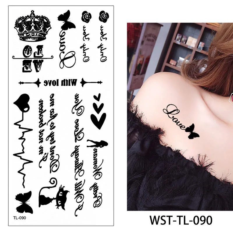WST-TL-090 Glaryyears, 25 дизайнов, 1 лист, женское ювелирное изделие, татуировка, WST-TL, временное тело, грудь, талия, художественная татуировка, наклейка, классная Сексуальная подвеска-чокер - Цвет: WST-TL-090
