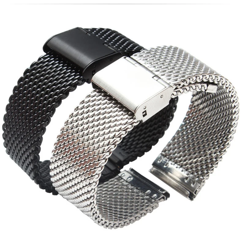 Металлическая сетка браслет milanis Нержавеющая сталь Тканые часы группа 18 20 мм |