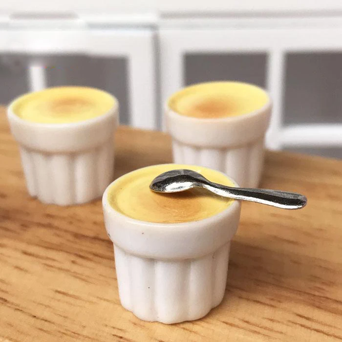 

G07-X137 children baby gift Toy 1:12 Dollhouse mini Furniture Miniature rement Doll accessories Milk egg pudding 3pcs/set