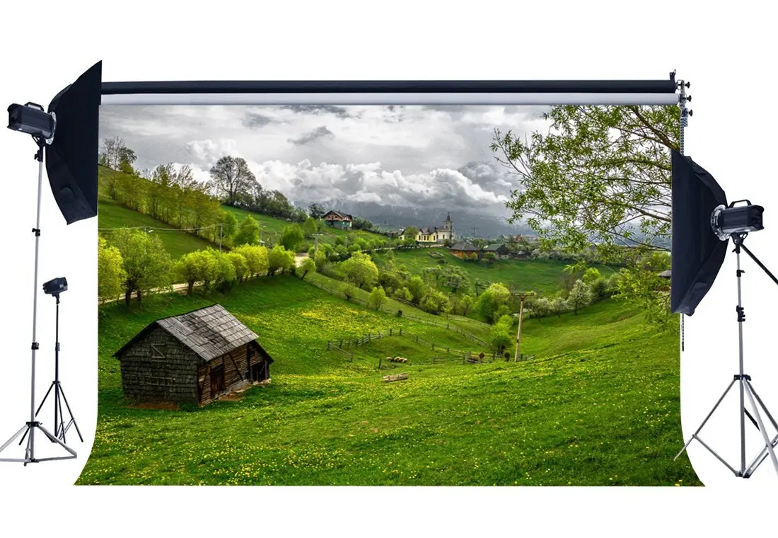 

Spring Backdrop Rustic Village Jungle Forest Backdrops Fresh Flowers Green Grass Meadow Nature Background