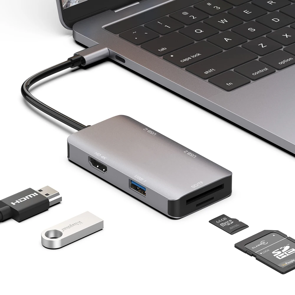 Тип C к HDMI 4K 2 USB 3 0 устройство для чтения карт SD TF конвертер концентратор Поддержка