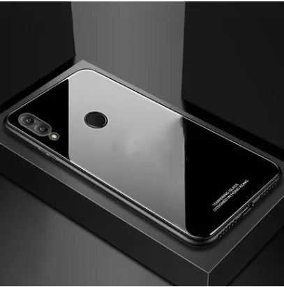 Черный Стеклянный чехол для Xiao mi 9 mi 9 SE mi 8 mi 8 Lite Play F1 силиконовая рамка+ стеклянная крышка на Xio mi Red mi Note 7 Fundas Red mi GO Coque - Цвет: Черный
