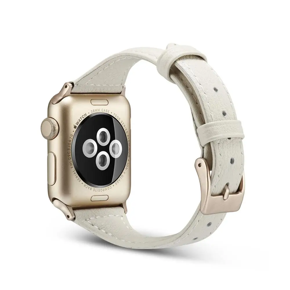Creamy White Кожаный ремешок для Apple Watch 38 мм 40 мм 42 мм 44 мм, Apple сменный ремешок для наручных часов Ремешок Браслет для iwatch Series 4 3 2 1 - Цвет ремешка: Creamy White